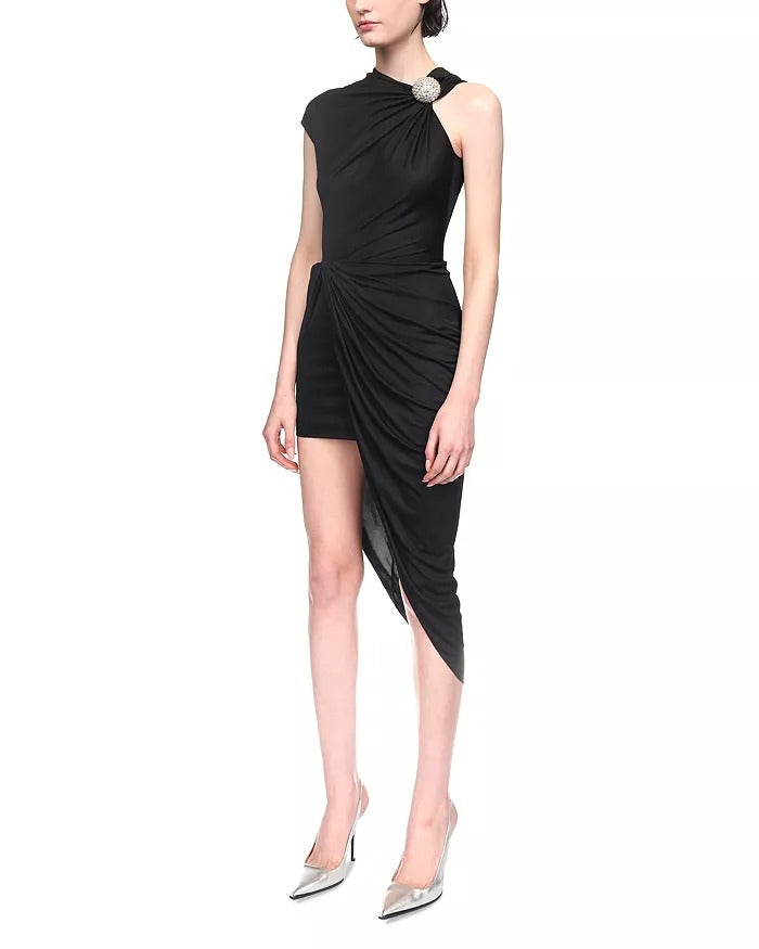 David Koma Womens Ruched Asymmetric Dress UK 14 / US 10 Black