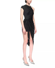 David Koma Womens Ruched Asymmetric Dress UK 14 / US 10 Black