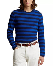 Polo Ralph Lauren Cotton & Cashmere Ribbed Blue Stripe Crewneck Sweater Large