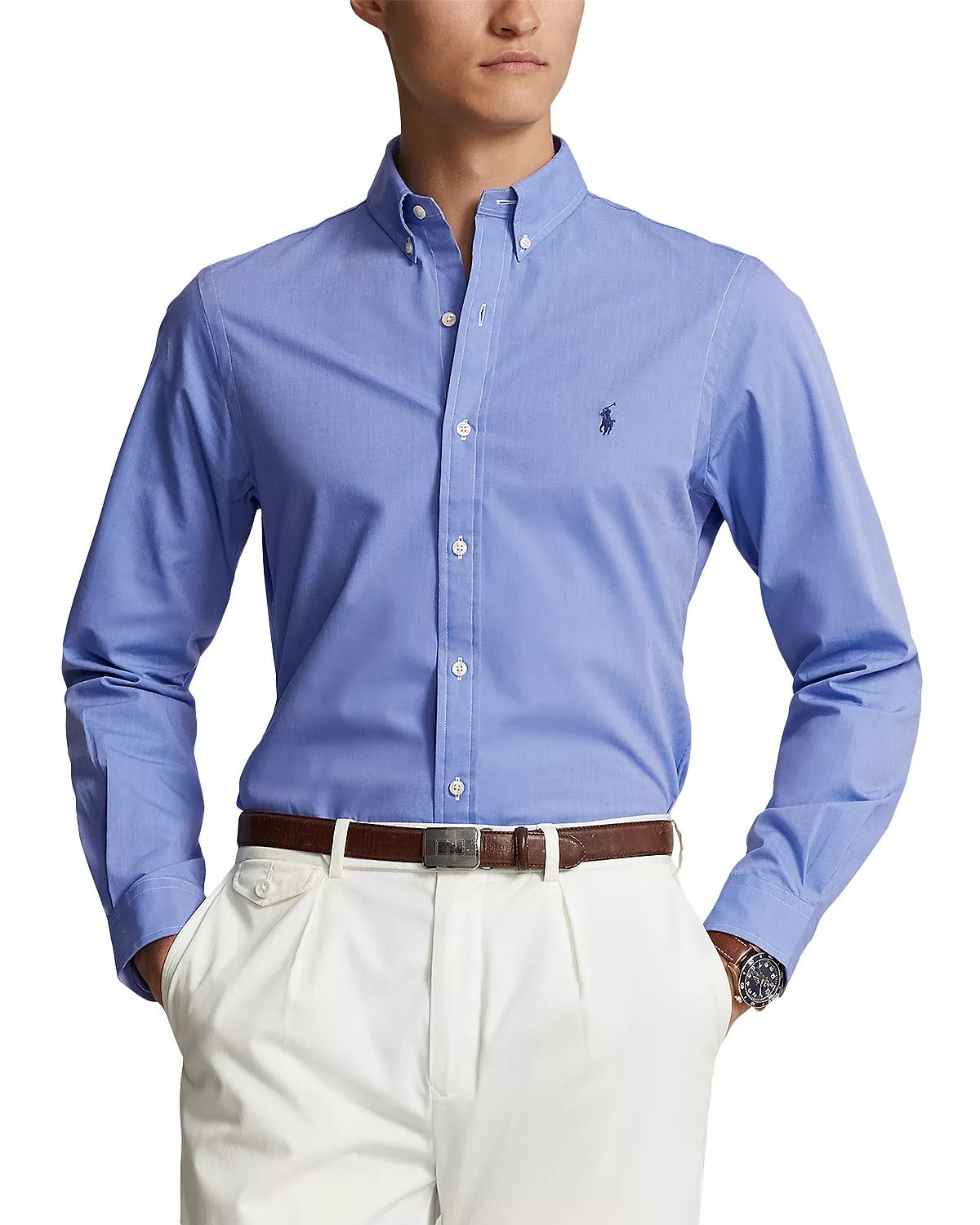 Polo Ralph Lauren Slim Fit Long Sleeve Poplin Button Down Shirt Blue 2XL