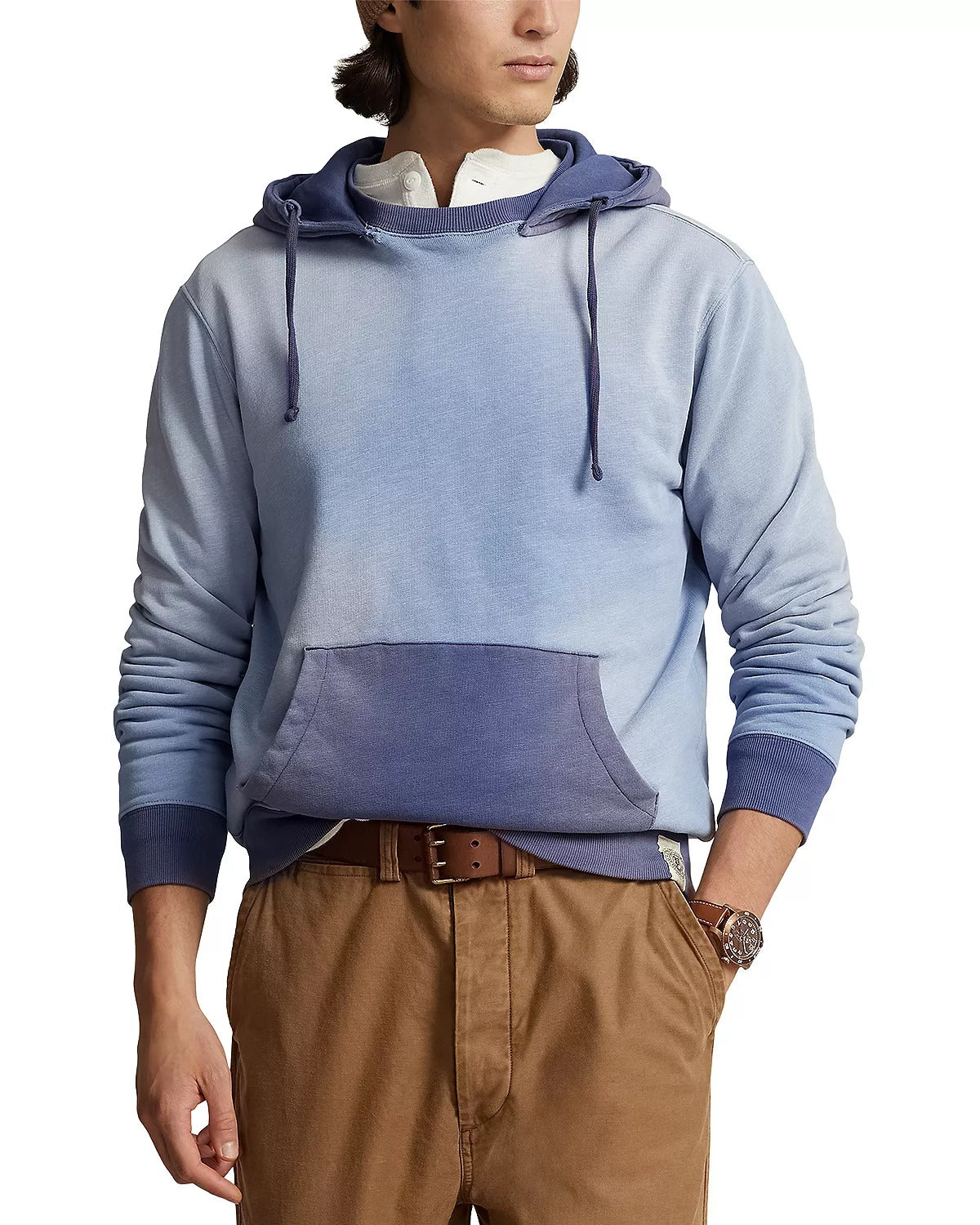 Polo Ralph Lauren Mens Cotton Blend Fleece  Hoodie Sweatshirt Blue Medium