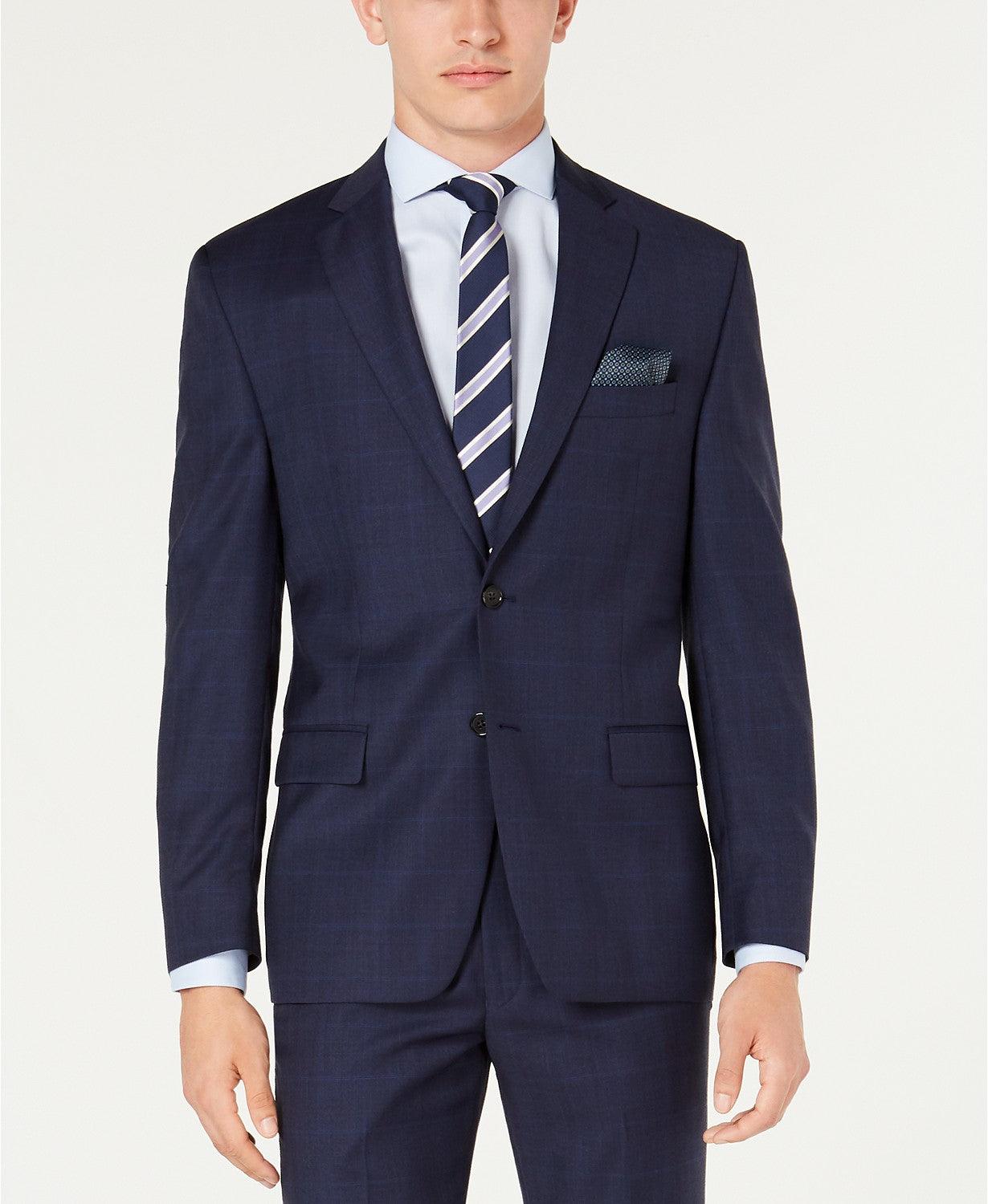 Lauren Ralph Lauren Mens Classic fit Suit Jacket Blazer 44 R Blue Plaid Stretch