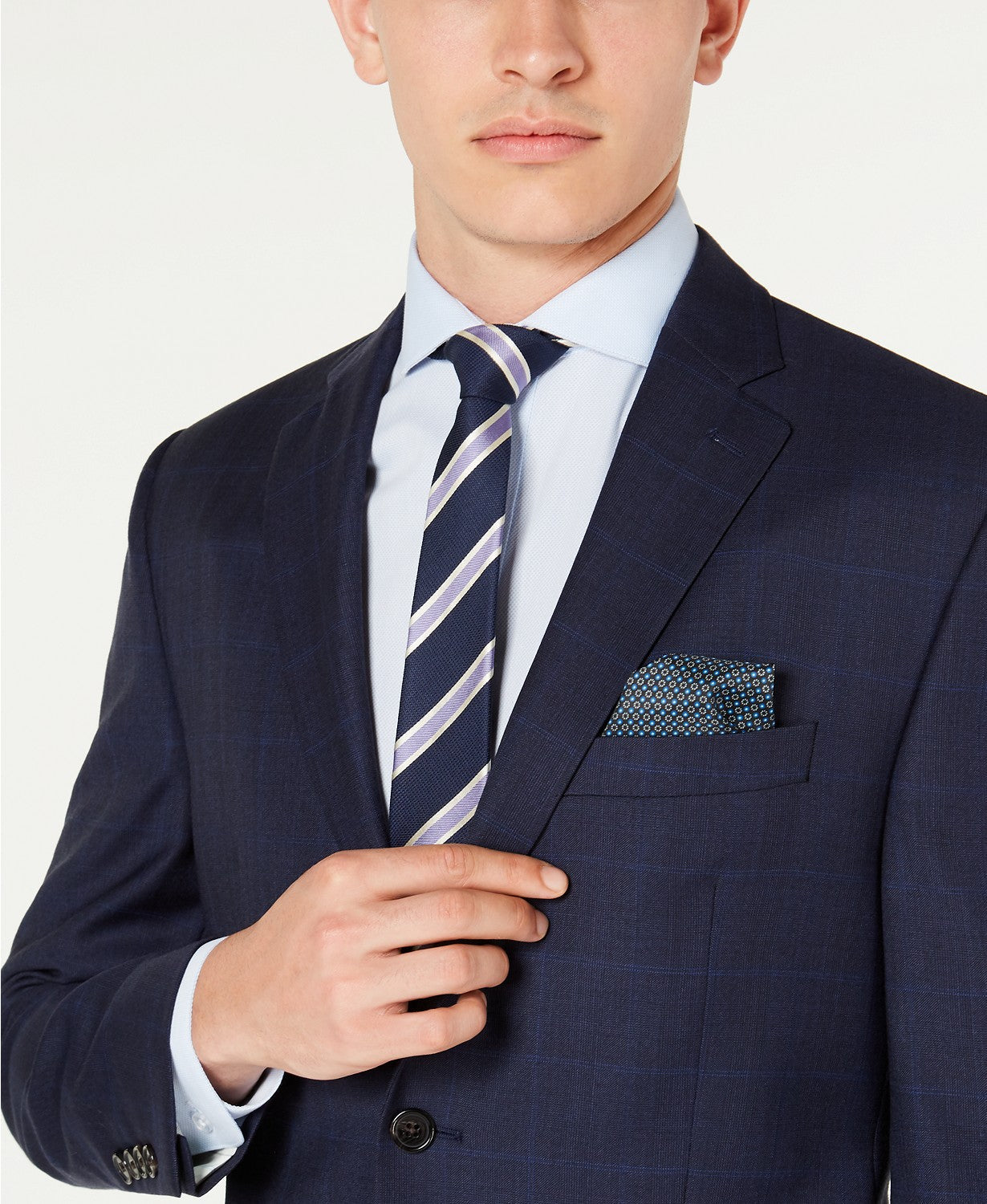 Lauren Ralph Lauren Mens Regular fit Suit Jacket Blazer 42 R Blue Plaid Stretch