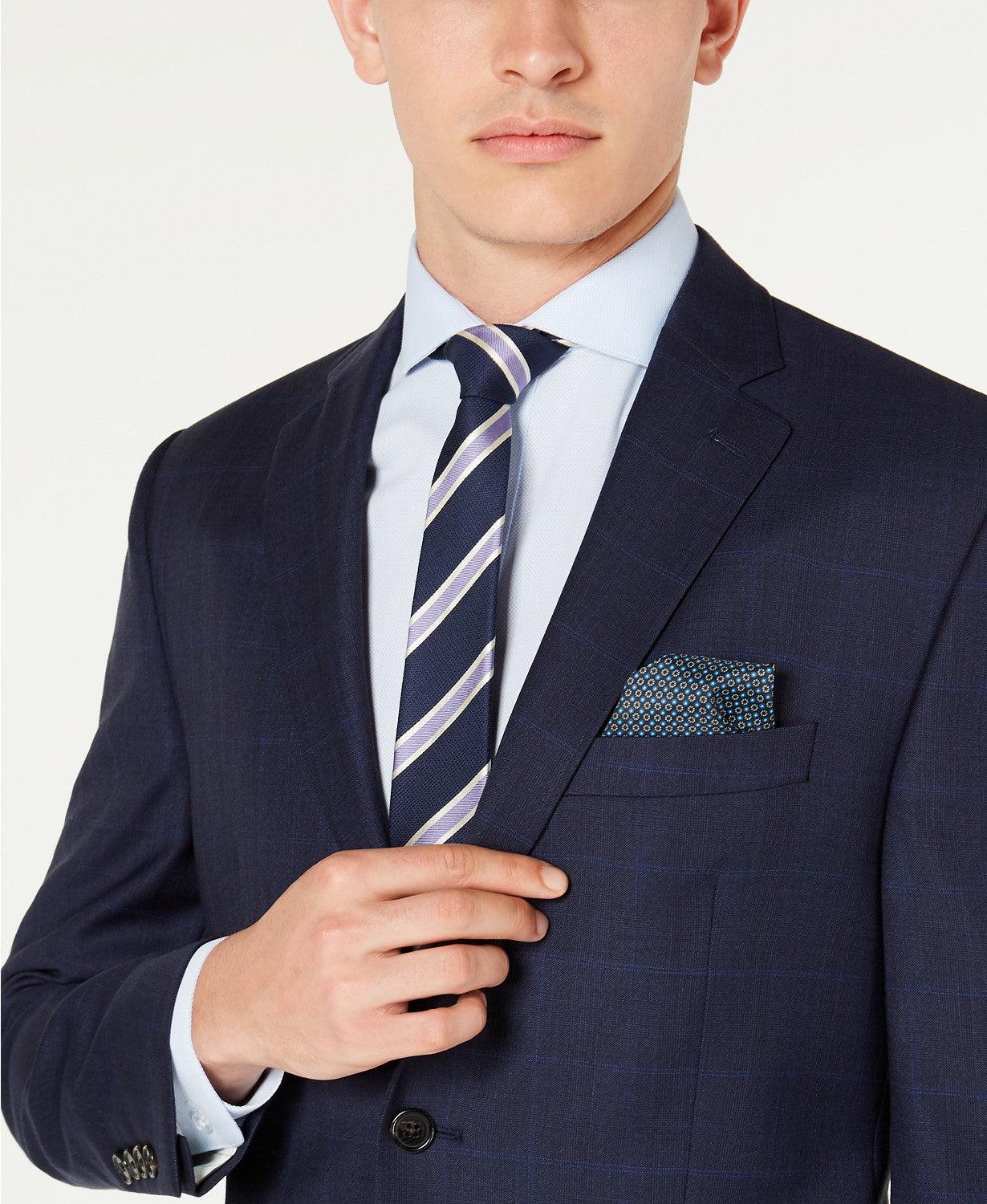 Lauren Ralph Lauren Mens Classic fit Suit Jacket Blazer 44 R Blue Plaid Stretch