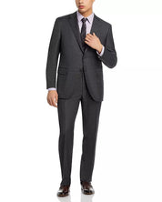 Canali Mens Siena Sharkskin Classic Fit Suit Size US 44L 36 Waist Charcoal Grey