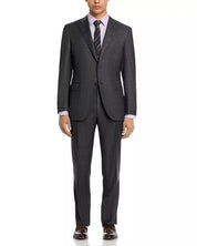 Canali Mens Siena Sharkskin Classic Fit Suit Size US 44L 36 Waist Charcoal Grey