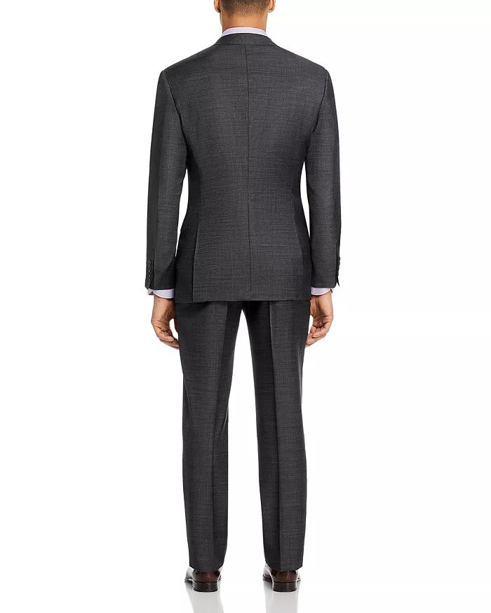 Canali Mens Siena Sharkskin Classic Fit Suit Size US 44L 36 Waist Charcoal Grey