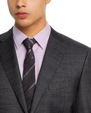 Canali Mens Siena Sharkskin Classic Fit Suit Size US 44L 36 Waist Charcoal Grey