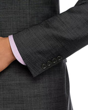 Canali Mens Siena Sharkskin Classic Fit Suit Size US 44L 36 Waist Charcoal Grey