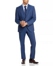Hugo Boss Mens Slim fit Huge / Genius Dress Pants Size 38 Blue Solid Wool