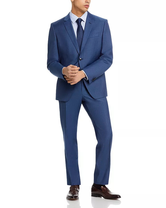 Hugo Boss Mens Slim fit Huge / Genius Dress Pants Size 38 Blue Solid Wool
