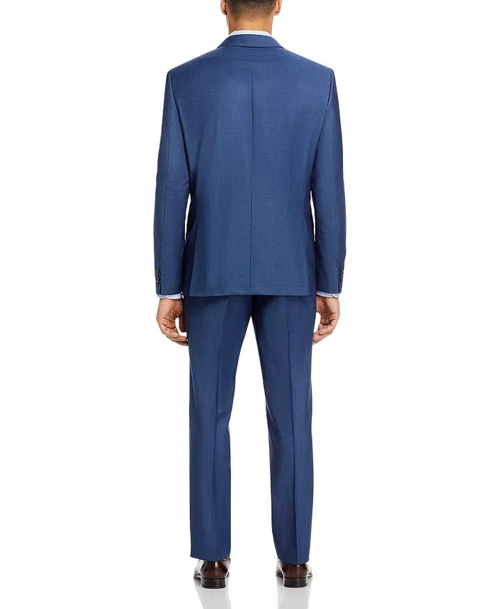 Hugo Boss Mens Slim fit Huge / Genius Dress Pants Size 38 Blue Solid Wool