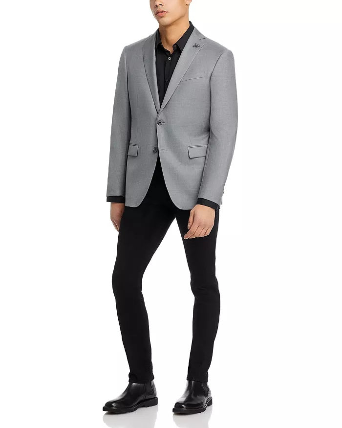 John Varvatos Mens Slim fit Wool Sport Coat Blazer 46 R Grey Solid