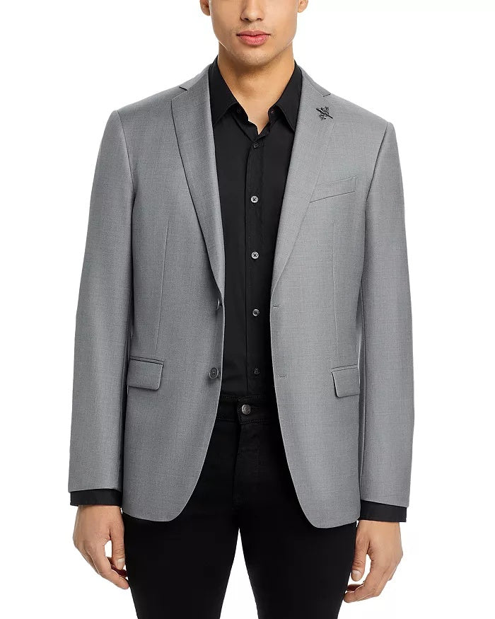John Varvatos Mens Slim fit Wool Sport Coat Blazer 46 R Grey Solid