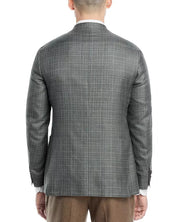 Canali Kei Tonal Plaid Regular Fit Sport Coat EU 56 US 46R Green Wool Silk