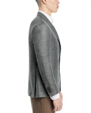 Canali Kei Tonal Plaid Regular Fit Sport Coat EU 56 US 46R Green Wool Silk