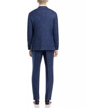 Canali Capri Wool & Linen Mélange Slim Fit Suit 42L / 36W Navy Blue Flat Pant