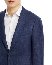 Canali Capri Wool & Linen Mélange Slim Fit Suit 42L / 36W Navy Blue Flat Pant