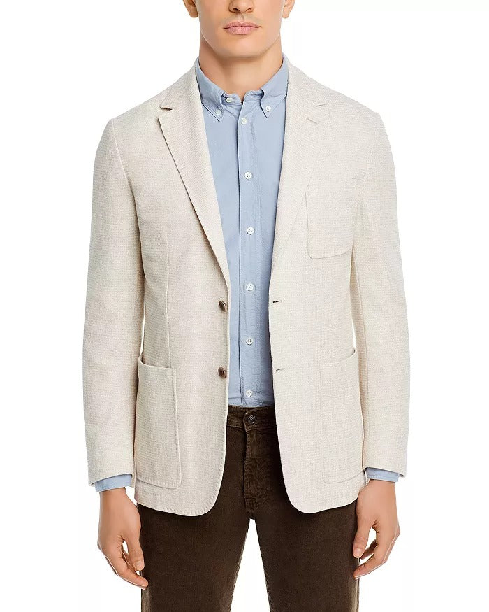 Canali Cotton & Linen Textured Jersey Regular Fit Sport Coat EU 50 US 40R Tan