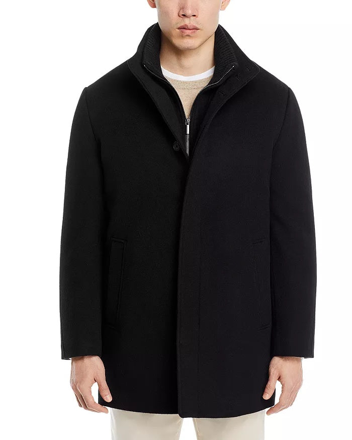 Cardinal of Canada Mont Royal Wool & Cashmere Regular Fit Car Coat Large Black