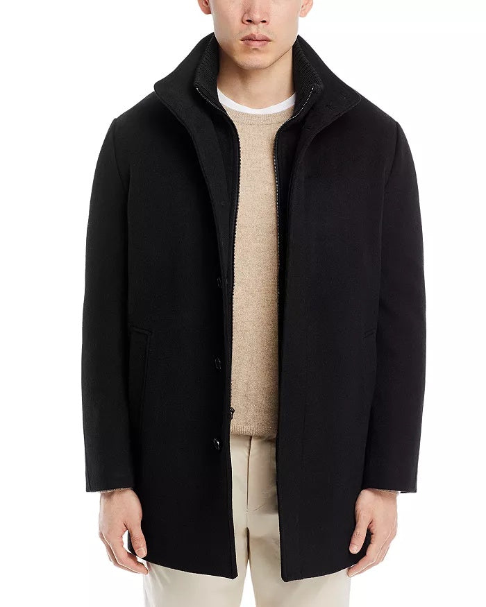 Cardinal of Canada Mont Royal Wool & Cashmere Regular Fit Car Coat Large Black