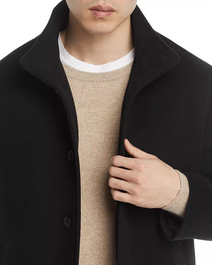 Cardinal of Canada Mont Royal Wool & Cashmere Regular Fit Car Coat Large Black