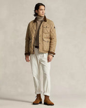 Polo Ralph Lauren Quilted Water Repellent Full Zip Jacket Medium Desert Khaki