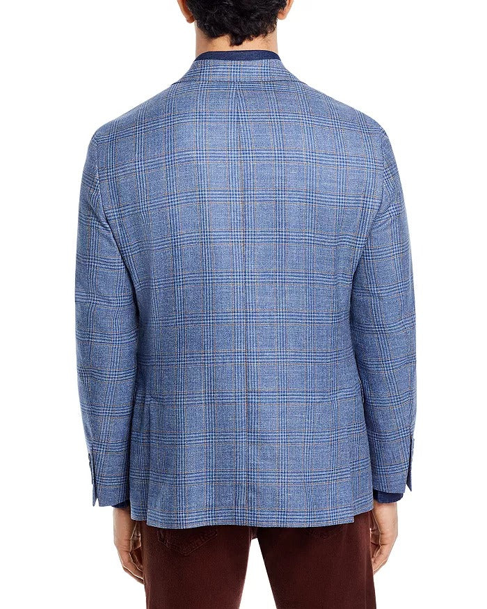 Hart Schaffner Marx New York Plaid Regular Fit Sport Coat 50R Blue Brown