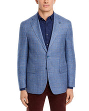 Hart Schaffner Marx New York Plaid Regular Fit Sport Coat 50R Blue Brown