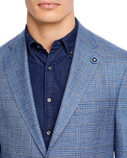 Hart Schaffner Marx New York Plaid Regular Fit Sport Coat 50R Blue Brown