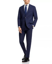 Hart Schaffner Marx New York Plaid Regular Fit Suit 40S / 33W Navy Blue