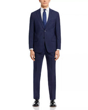 Hart Schaffner Marx New York Plaid Regular Fit Suit 40S / 33W Navy Blue
