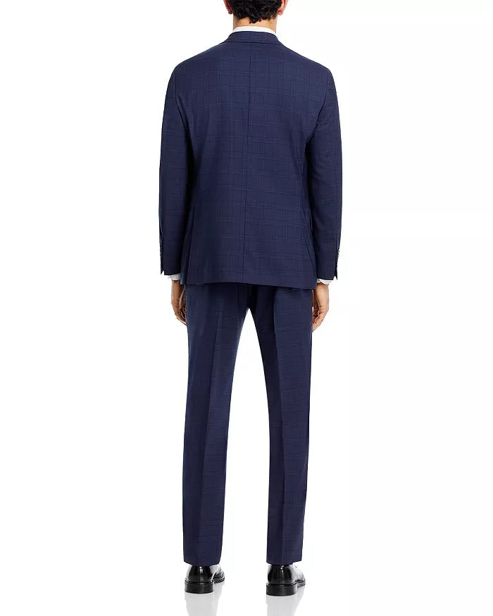 Hart Schaffner Marx New York Plaid Regular Fit Suit 42R / 36W Navy Blue