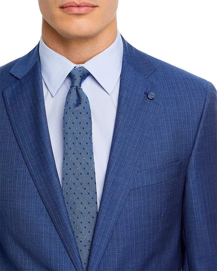 Hart Schaffner Marx New York Stripe Regular Fit Suit 48R / 43W Blue Flat Pant