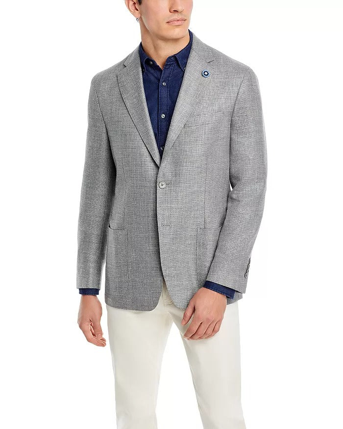Hart Schaffner Marx New York Solid Weave Regular Fit Sport Coat 40R Grey