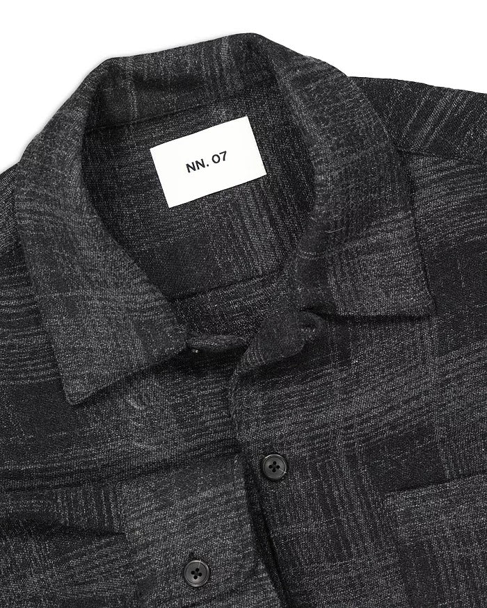 Nn07 Mens Regular fit Long Sleeve Button-Up Shirt Large Charcoal Grey Plaid