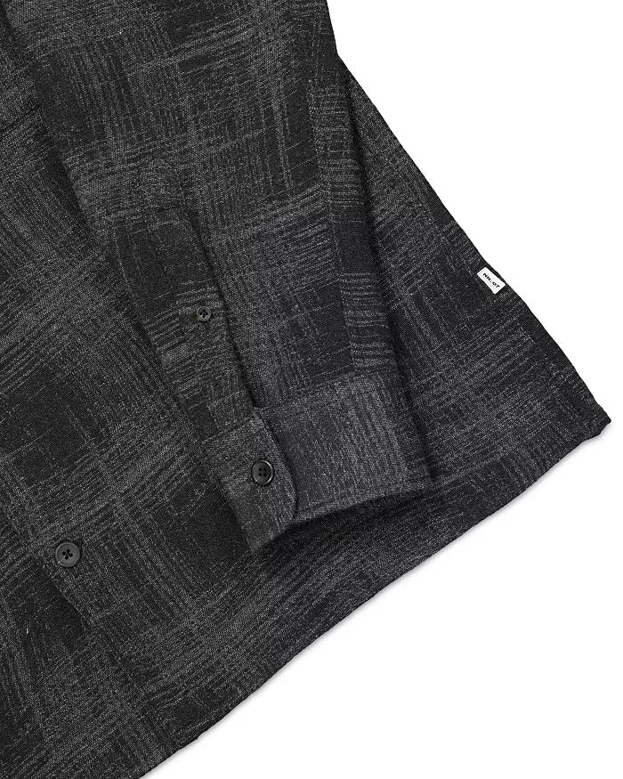 Nn07 Mens Regular fit Long Sleeve Button-Up Shirt Large Charcoal Grey Plaid