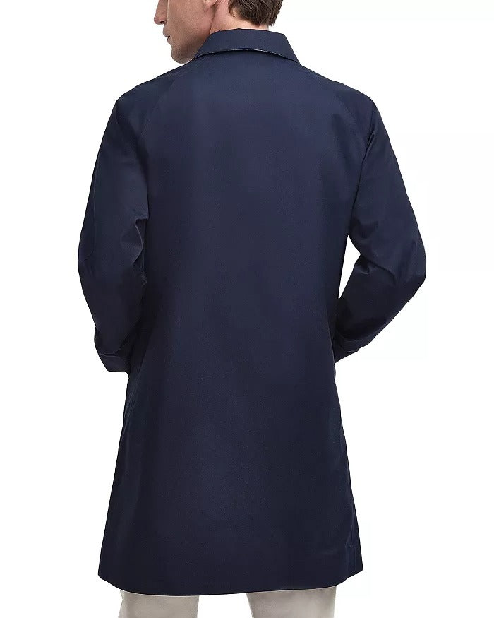 Barbour Mens Rokig Button Front Overcoat Jacket Large Navy Blue