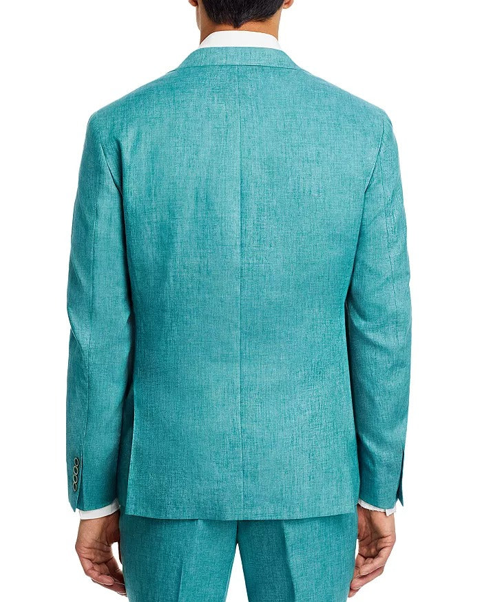 Robert Graham Mens Delave Linen Slim Fit Suit Jacket Sport Coat 46R Teal Green