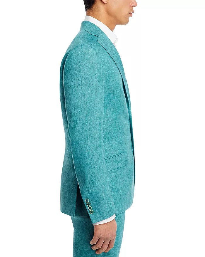 Robert Graham Mens Delave Linen Slim Fit Suit Jacket Sport Coat 46R Teal Green
