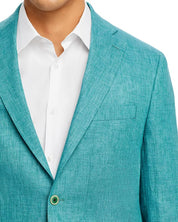 Robert Graham Mens Delave Linen Slim Fit Suit Jacket Sport Coat 46R Teal Green