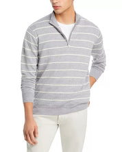 Peter Millar Mens Classic fit Quarter zip Sweater XL Mock Neck Grey Striped