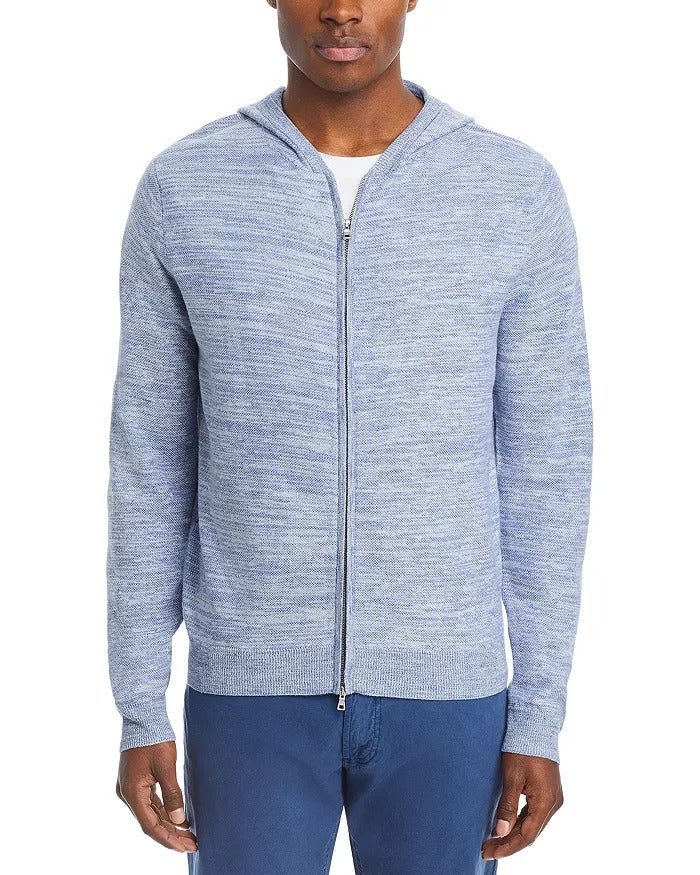 Peter Millar Mens Classic fit Long Sleeve Full Zip Sweater Large Blue Hooded