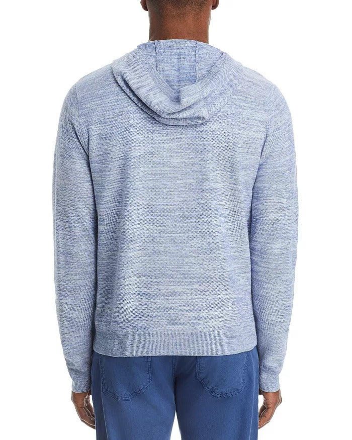 Peter Millar Mens Classic fit Long Sleeve Full Zip Sweater Large Blue Hooded