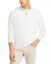 Peter Millar Mens Classic fit Long Sleeve Quarter zip Sweater Small White Solid