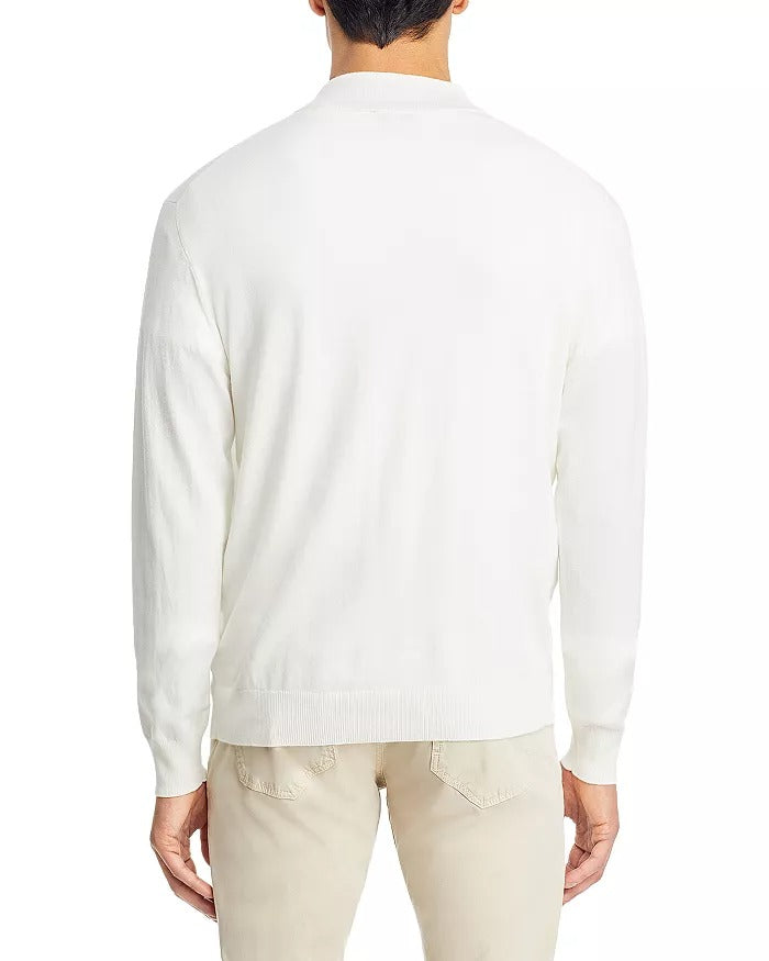 Peter Millar Mens Classic fit Long Sleeve Quarter zip Sweater Small White Solid