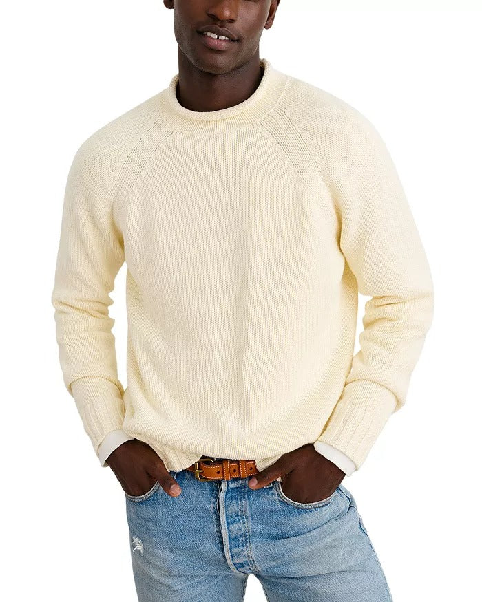 Alex Mill Mens Regular fit Long Sleeve Crewneck Sweater Medium Roll Neck White
