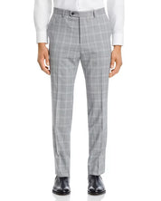 John Varvatos Star USA Plaid Slim Fit Suit Dress Pants Size 36 Light Grey