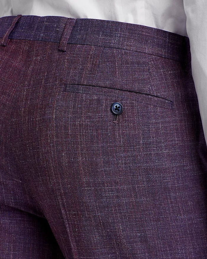 John Varvatos Star USA Wool & Linen Slim Fit Suit Dress Pants Size 36 Purple
