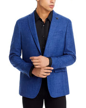 John Varvatos Star USA Wool & Linen Melange Slim Fit Sport Coat 46R Blue Blazer